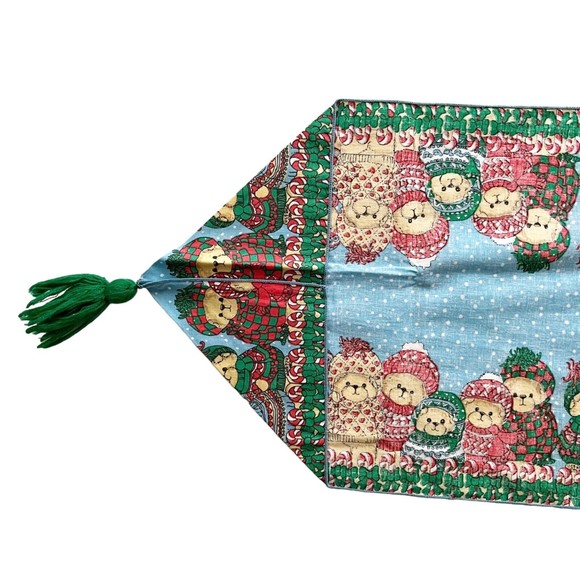 Leacock & Co Winter Christmas Teddy Bear Sweater Candy Table Runner & 6 Napkins - Picture 5 of 9